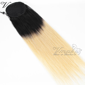 VMAE ผมตรงบริสุทธิ์อินเดีย1B/613สีบลอนด์ผสมสองสี Ombre Drawstring หางม้าด้วยหวีผมมนุษย์หนึ่งผู้บริจาค