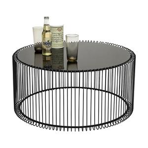 Nordic <strong>Small</strong> Metal Wire Copper Painting Nesting Round End Coffee <strong>Table</strong> with <strong>Glass</strong> Top Set - Product Image 2