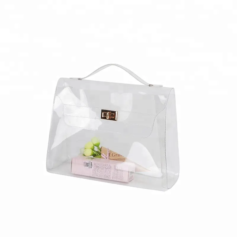 Hot selling cheap clear PVC handbag,waterproof transparent PVC document file bag,custom logo clear plastic tote bag