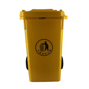 Cubo de <span class=keywords><strong>basura</strong></span> de HDPE amarillo <span class=keywords><strong>con</strong></span> tapa y <span class=keywords><strong>ruedas</strong></span> - Product Image 3