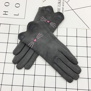 S4289 di modo di 2019 inverno delle ragazze delle donne cute cat <span class=keywords><strong>ricamo</strong></span> modelli di guanti pieni della barretta morbido guanti di camoscio guanti in pelle - Product Image 3