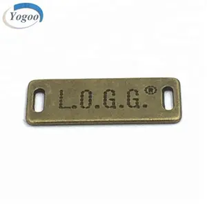 Custom Perforated Anti Brass Metal Brand Logo Garment Tags and Plate Labels for Clothing