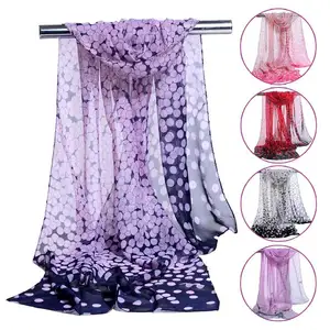 Private Label Own Design Indian Silk Long Chiffon Scarf Ladies Silk Scarf