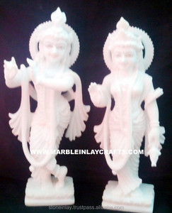 Carved Marble Radha Krishna Idols - Product Image 1
