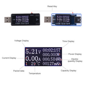 Medidor de voltaje <span class=keywords><strong>8</strong></span> en <span class=keywords><strong>1</strong></span> QC2.0 3,0 4-30V, medidor de corriente, Monitor, voltímetro, amperímetro, potencia eléctrica, USB, KWS-MX17 - Product Image 5