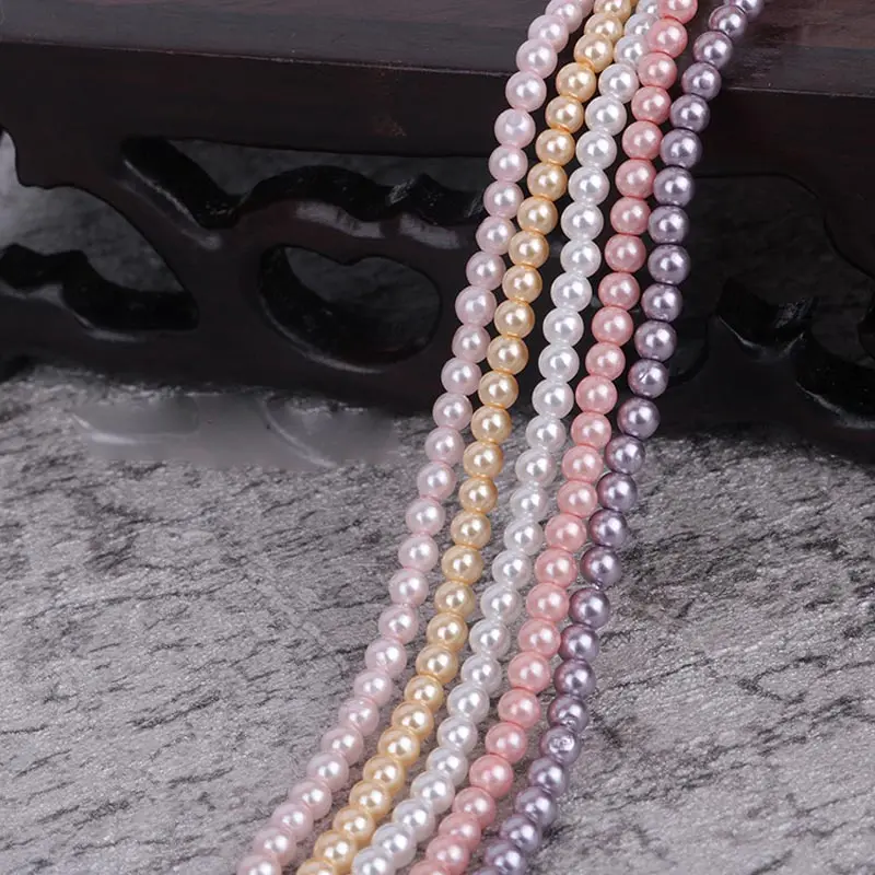 Perles de coquillages rondes de mer, différentes couleurs, de très bonne qualité, x 3mm