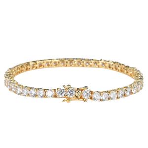 Venta al por mayor plateado 3 4 5 6mm falso diamante tenis cadena pulsera en latón - Product Image 5