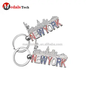 Promotion custom cheap New york city building plate metal keychain manufacturers in china