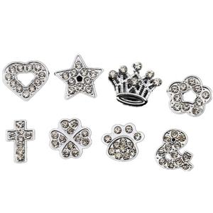 10MM personalizado DIY hecho a mano aleación corazón flor Rhinestone encantos flotantes para Collar de perro - Product Image 1