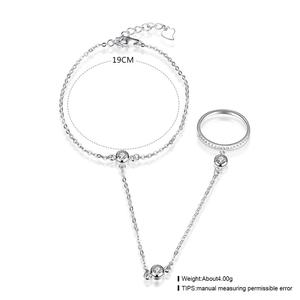 Unico 925 Sterling Silver CZ Anello con Bracciali A Catena Set di Due in Uno Dei Monili per Le Donne - Product Image 4