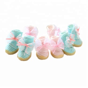राजकुमारी धारीदार bowknot पालतू कुत्ते पंजा जूता सर्दियों छोटा कुत्ता जूते - Product Image 2
