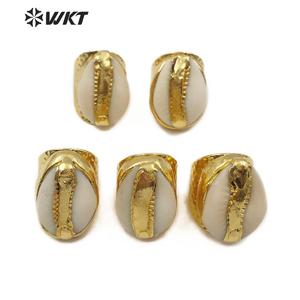 WT-R333 Vente en gros Bague en coquillage de cowrie de style bohème pour femmes Bijoux en plaqué or 18 carats Bague en coquillage de cowrie naturel réglable - Product Image 4