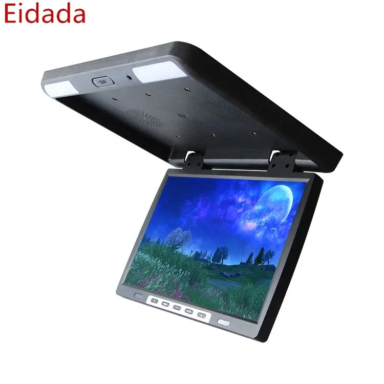 Cheaper 15.4 inch HD TFT 16:9 Flip Down Lcd Car TV Ceiling Roof Monitor Back Seat Support Backup Reverse Camera for Bus