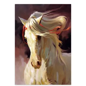 100% 手作り抽象動物フレーム家の装飾中国の馬の壁アート絵画