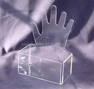 Hand Shape Clear Acrylic Ring Display Stand Acrylic Jewelry Display Holder With Jewelry Box