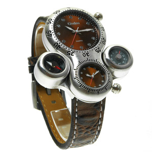 Oulm 1149 Fashion Dual Time cinturino in pelle <span class=keywords><strong>da</strong></span> uomo orologio <span class=keywords><strong>da</strong></span> polso al quarzo orologio sportivo <span class=keywords><strong>da</strong></span> <span class=keywords><strong>esterno</strong></span> di Design in acciaio di alta qualità - Product Image 3
