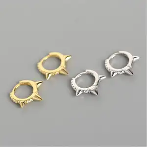 Gaya Punk Dainty 925 Perak Cz SET Pria Wanita Kristal Berlian Pave Kecil Hoop Anting-Anting