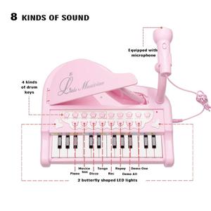 Đàn Piano Bàn Phím Đồ Chơi Với 24 Phím, Màu Hồng Điện Tử Nhạc Cụ Với Microphone - Product Image 5