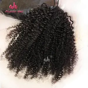 3C Kinky Curly Pferdes chwanz Haar verlängerungen Grade 10A Virgin Hair 10 "-40" Peruanisches Menschenhaar Kordel zug Pferdes chwanz Auf Lager