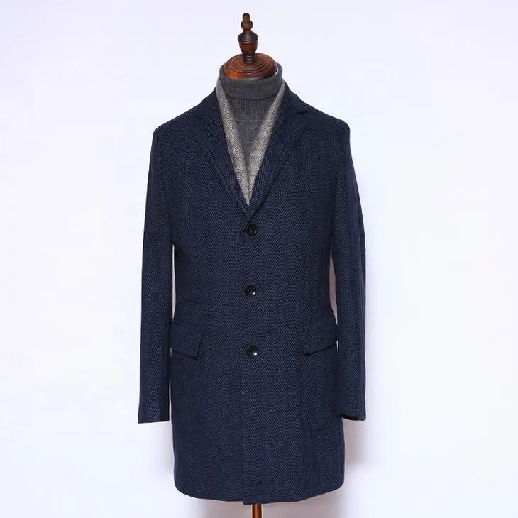 Navy blue business winter warm overcoat Japan 100% wool Japanese coat