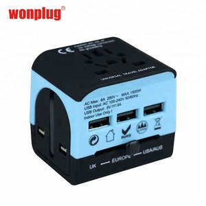 Universal a <span class=keywords><strong>UK</strong></span>/AU/EU/US Italia <span class=keywords><strong>España</strong></span> Adaptador de enchufe de viaje 5V 3A 3usb Adaptador internacional Enchufe Mini Kit de viaje de bolsillo - Product Image 1