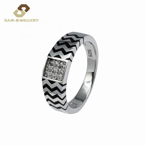 خاتم رجالي كلاسيكي من الفضة, خاتم رجالي كلاسيكي من الفضة الإسترلينية 925 مرصع بأحجار الجمشت الإصطناعية لحفلات الزفاف - Product Image 4