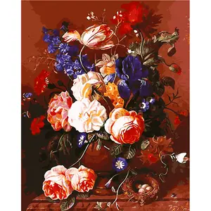 Canvas Painting Oil Diy Red Purple White Flower Oil Painting Frames Wholesale On Canvas The Canvas Print Living Room