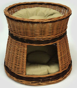 เตียงสัตว์เลี้ยงตะกร้าสานบ้านแมวสองชั้น - Product Image 1