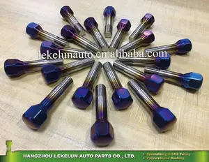 Titanium Burnt Blue Finish Wheel Lug Bolts Cone Seat M14 * 1.5 For Ferrari