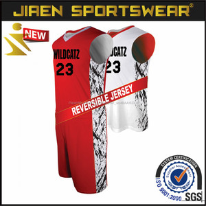 100% Poliéster Sublimado Personalizada Blanco Rojo Baloncesto diseño Uniforme envío patrón de baloncesto jersey - Product Image 2