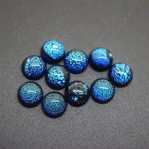 Produk Baru Permata Kaca Dichroic Cabochon Bulat untuk Perhiasan