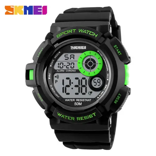 SKMEI 1222 Fashion Casual Nuovi Arrivi Sport Degli Uomini Orologi Da Polso 7 Colori LED Luce Nera Resistente Orologi Digitali