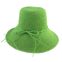 Haut de gamme dames plage chapeau de soleil Super fin Crochet raphia chapeau de paille été soyeux imprimé motif de dessin animé pour les scènes de cyclisme décontractées