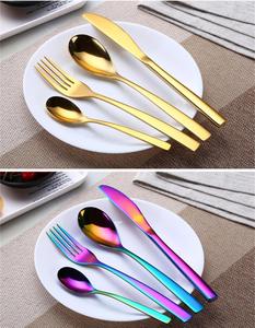 Vaisselle professionnelle en ligne Offre Spéciale couteau à Steak <span class=keywords><strong>fourchette</strong></span> et cuillère argenterie noire mate ustensiles en acier inoxydable - Product Image 2