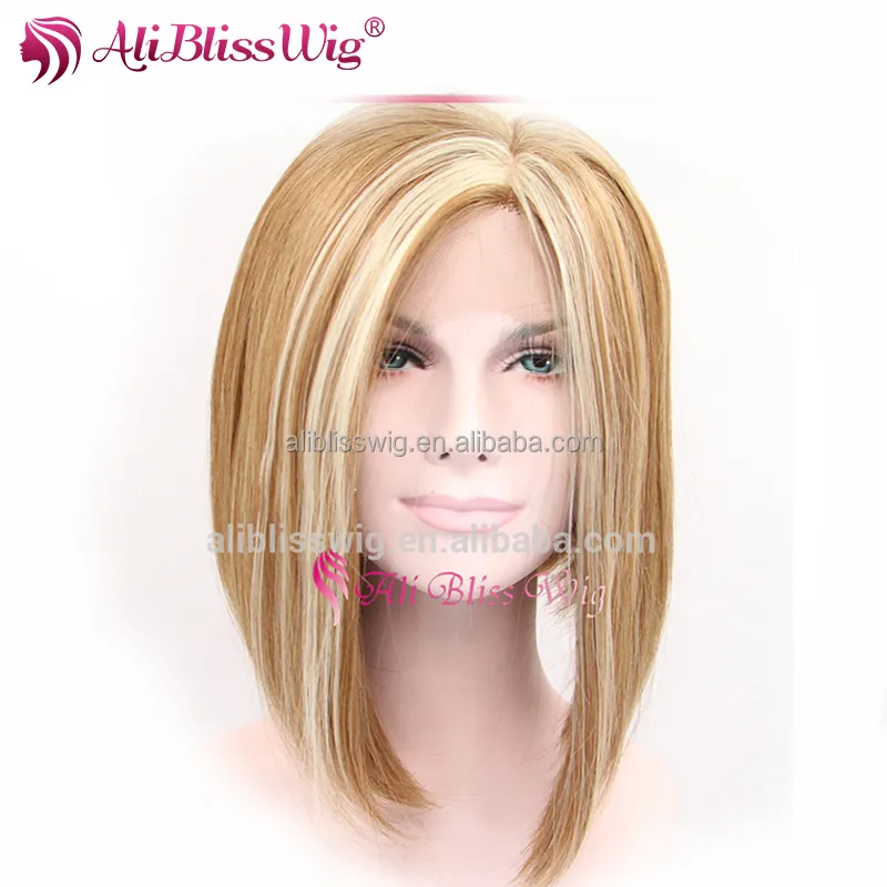 12 Inch 613 Blonde Highlight Color Blond Short Bob Noble Synthetic Hair Lace Front Wig with Baby Hair for Young Pretty Girl