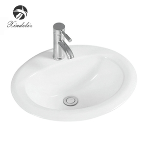 <span class=keywords><strong>Lavandino</strong></span> del <span class=keywords><strong>bagno</strong></span> del bacino del gabinetto della nave di ceramica del fronte ovale semi-incassato bianco professionale del fornitore - Product Image 4