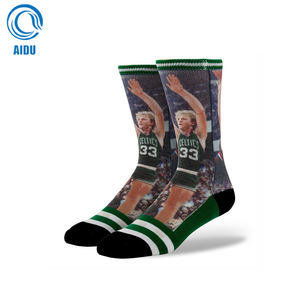 Sublimation blanc <span class=keywords><strong>bas</strong></span> De <span class=keywords><strong>Contention</strong></span> de basket-ball étoiles 3d imprimé chaussettes - Product Image 1