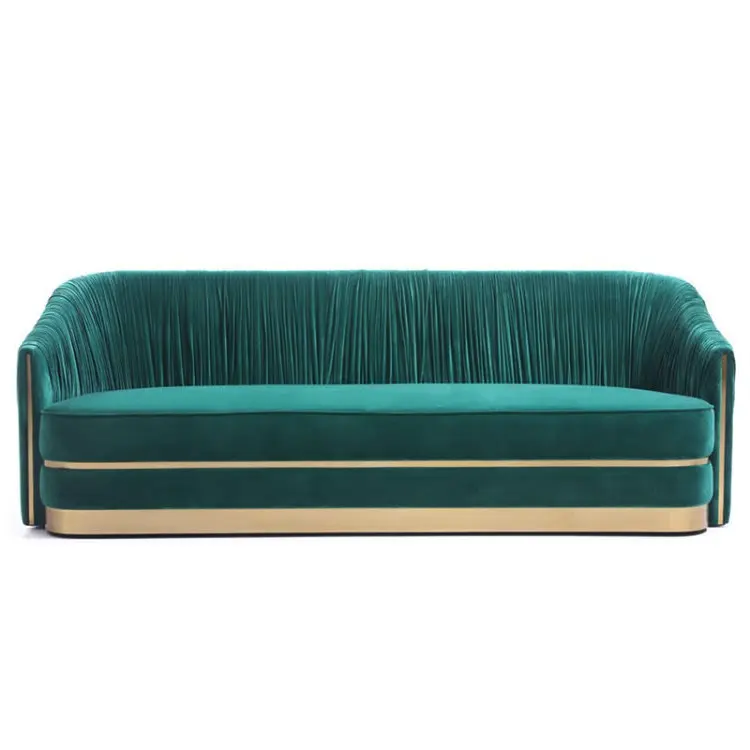 Ensemble canapé de luxe en velours vert, 3 places, design italien