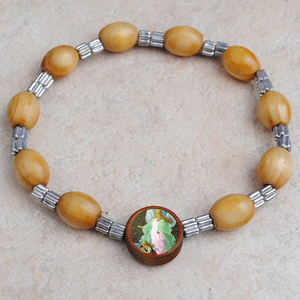 Nouveau modèle de <span class=keywords><strong>chapelet</strong></span> en perles de bois avec image de saint en résine époxy Divine Miséricorde Vierge Marie de <span class=keywords><strong>Lourdes</strong></span> et de Guadalupe Médaille religieuse catholique - Product Image 2