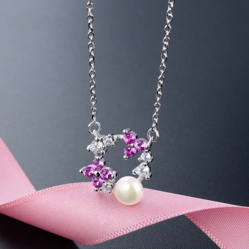 Fashion New Design Freshwater Pearl Beaded Diamond Pendant Necklace for Women YJAX001921
