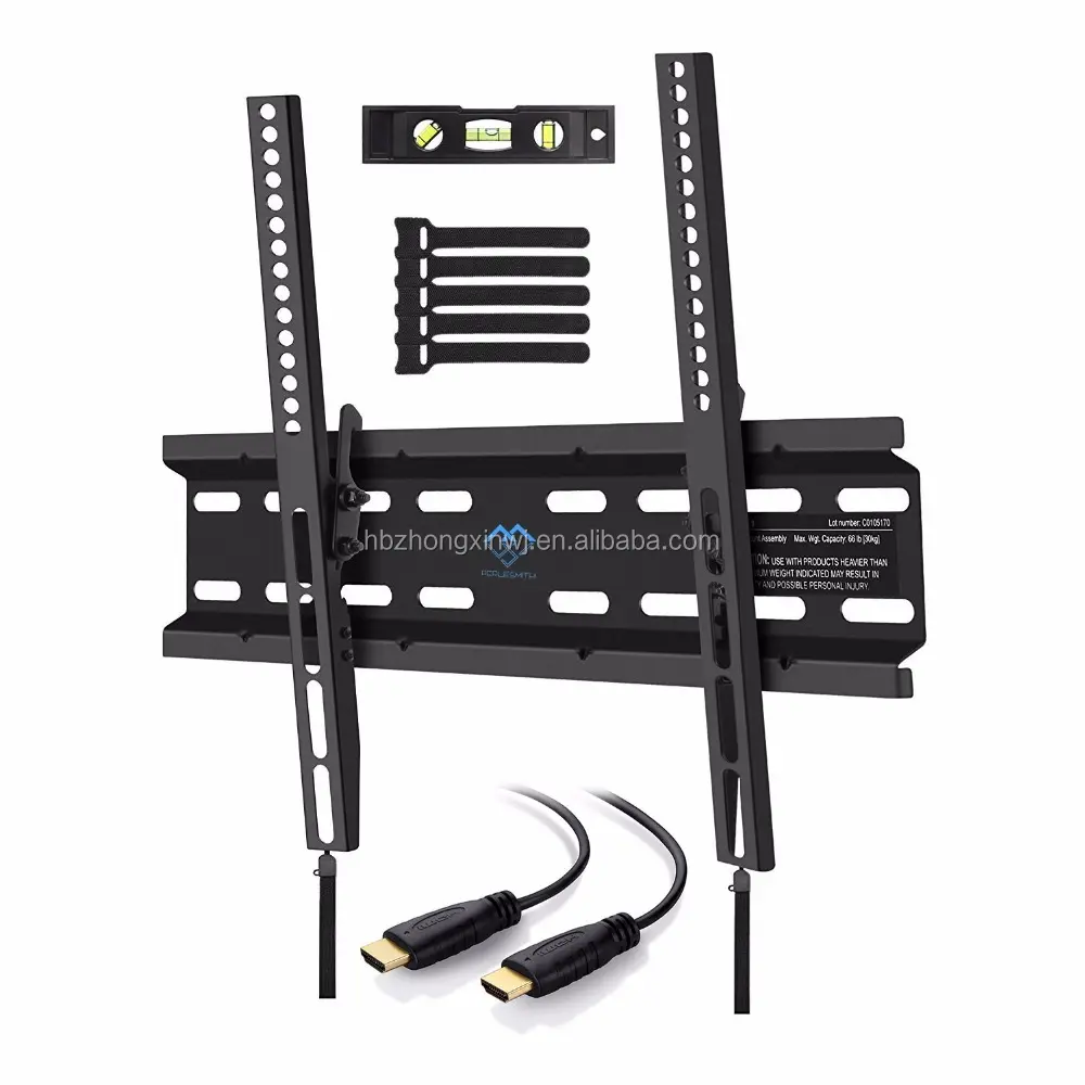 Full Motion TV Wall Mount and DVD Floating Shelf with Two DVD Shelves, TV Mount Fits Most of 26-55 Inch TVs up to 60 LBS