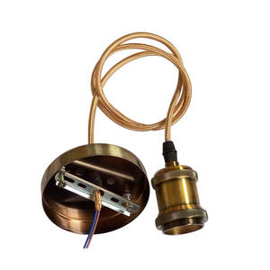 Luminaires suspendus pour décoration <span class=keywords><strong>de</strong></span> plafond, support <span class=keywords><strong>de</strong></span> lampe en laiton Vintage, Base E27 avec matériel en métal et câble en tissu tressé <span class=keywords><strong>de</strong></span> 1M - Product Image 1