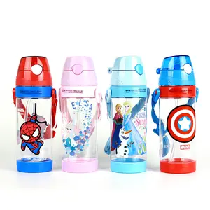 Tritan-botella de agua de pajita sin BPA para niños, vaso de vaso con diseño de dibujos animados