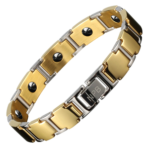 สร้อยข้อมือชุบทองแท้ P100G สำหรับผู้ชาย,กำไลอัจฉริยะทัวร์มาลีนเจอร์เมเนียมปรับสมดุลพลังงาน - Product Image 3