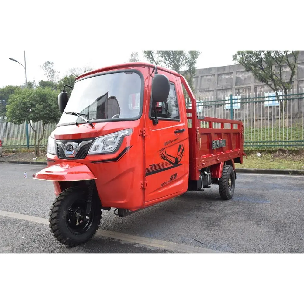 China Chongqing Factory Petrol Gasoline Cargo Tricycle Three Wheel Motorcycle Front Loading Van Cabin with Tool Box