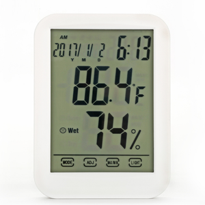 Grande nuovo termo-igrometro <span class=keywords><strong>digitale</strong></span> con orologio luminoso Touch Screen Display per uso domestico o in ufficio - Product Image 4