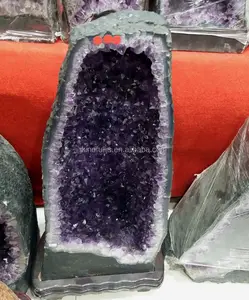 Grande Geode di Ametista Viola Naturale Brasiliana, Cristallo Grezzo per Decorazione Casa Feng Shui, Cluster Completo di Cristalli KF-850063 - Product Image 4