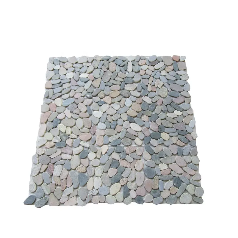 Backmeshed Natural Sliced River Stone Pebbles Tiles for Garden