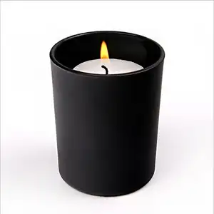 Custom Made Elegant Candle Holder Matte Black Glass Candle Jar