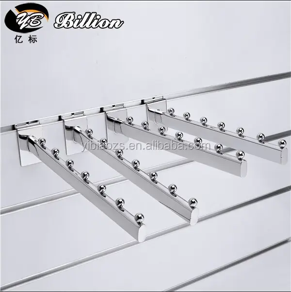 Personalizar 19mm tubo redondo 5 bolas ropa ganchos slatwall de metal ranurado gancho de pared de mdf